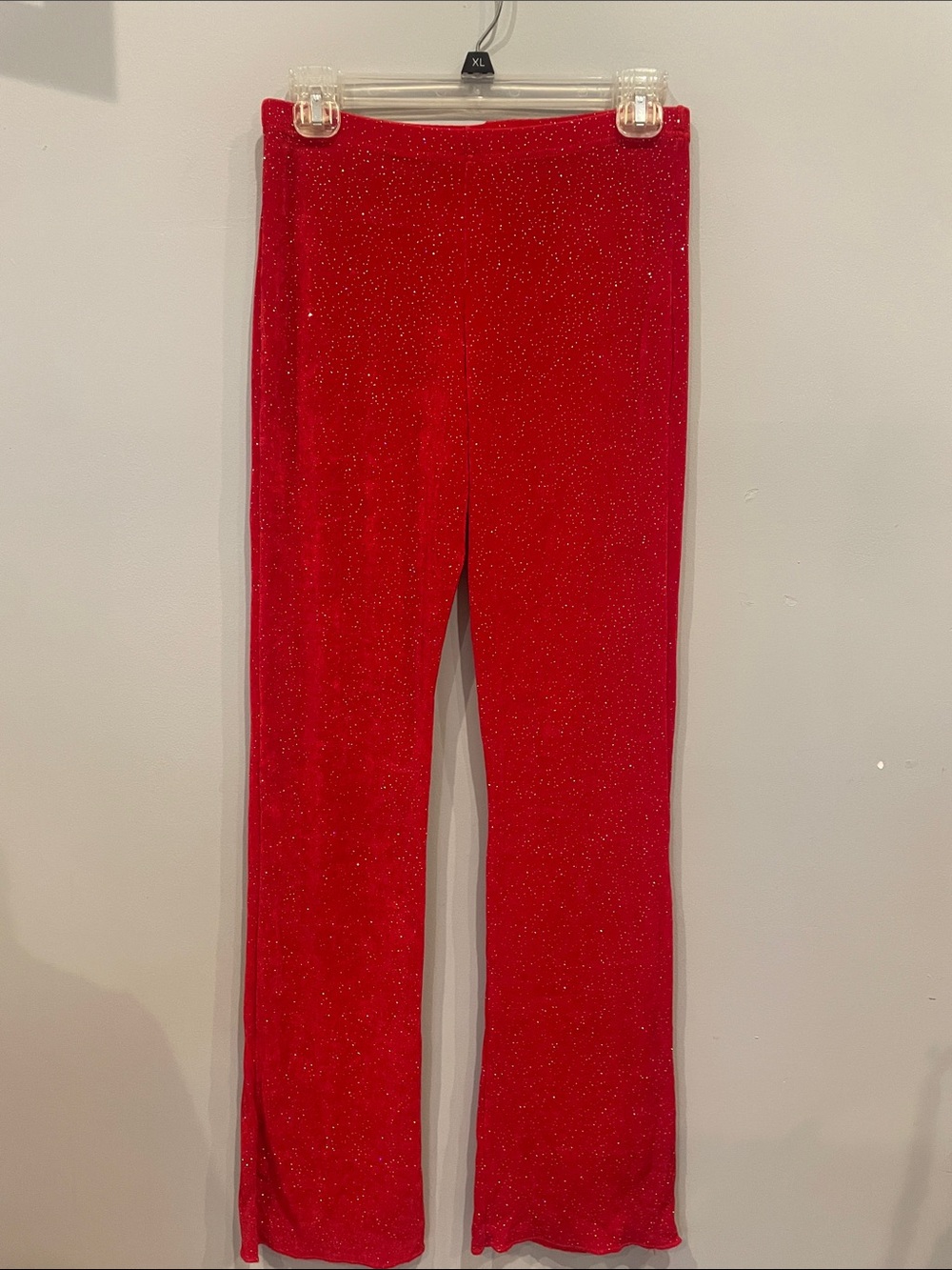 Women’s red glitter party pants